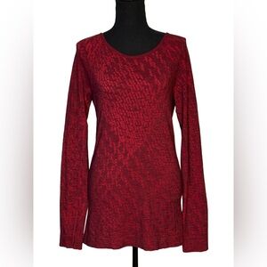 Athleta Red Wool Blend Tunic Top L Textured Scoop Neck Long Sleeve 🔥 Cozy Layer